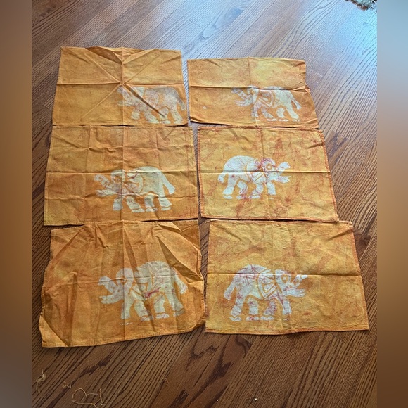 NWOT handmade, hand painted set of 6 napkins with elephant design from G… - Picture 2 of 3